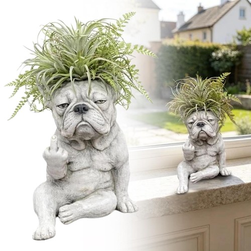 French bulldog planter pot - french,