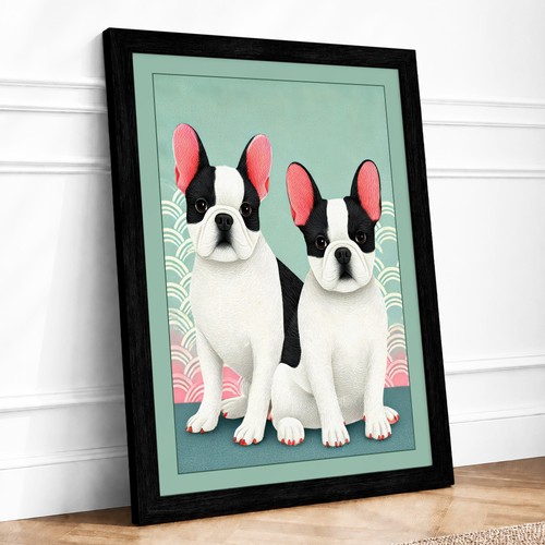 Two french bulldogs modern - bulldogs,
