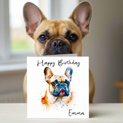 French bulldog birthday card - french,