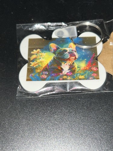 French bull dog keyring - french,