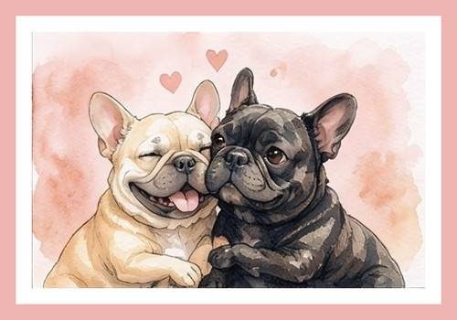French bulldogs greeting - french,