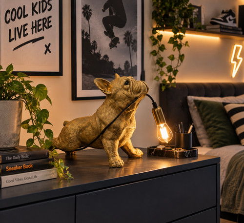 French bulldog table - bulldog, desk