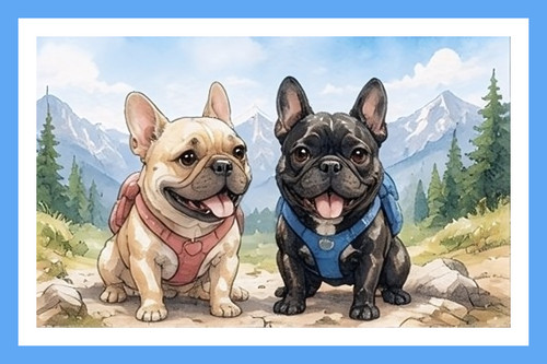 French bulldogs greeting card - french,