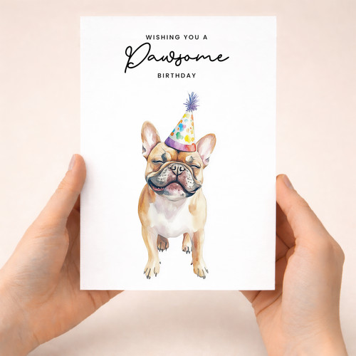 French bulldog birthday card - bulldog,