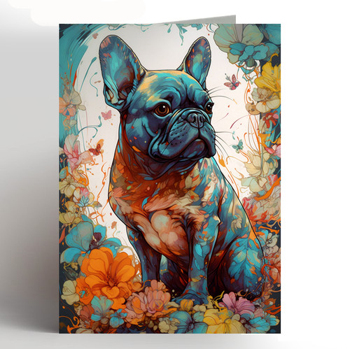 French bulldog birthday card - french,