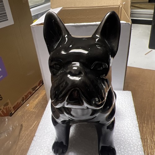 Black sitting french bulldog - black,