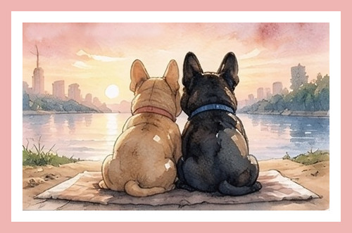French bulldogs greeting - bulldogs, a5