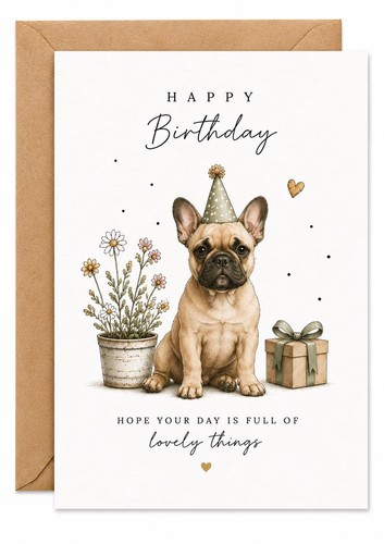 French bulldog birthday card - birthday,