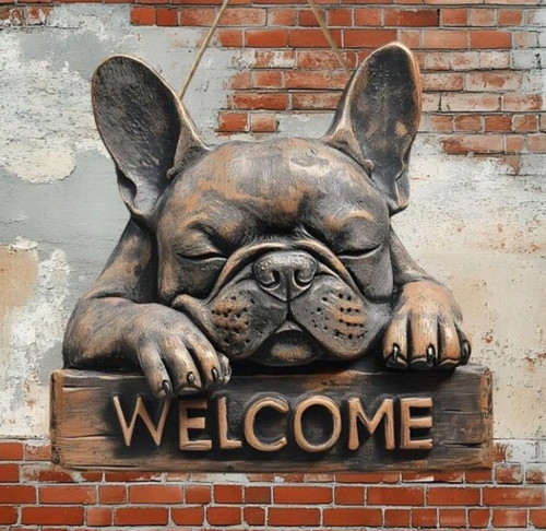 Rustic french bulldog - 2d, wood